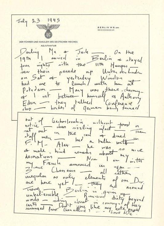 Anita's letter home on Hitler's notepaper