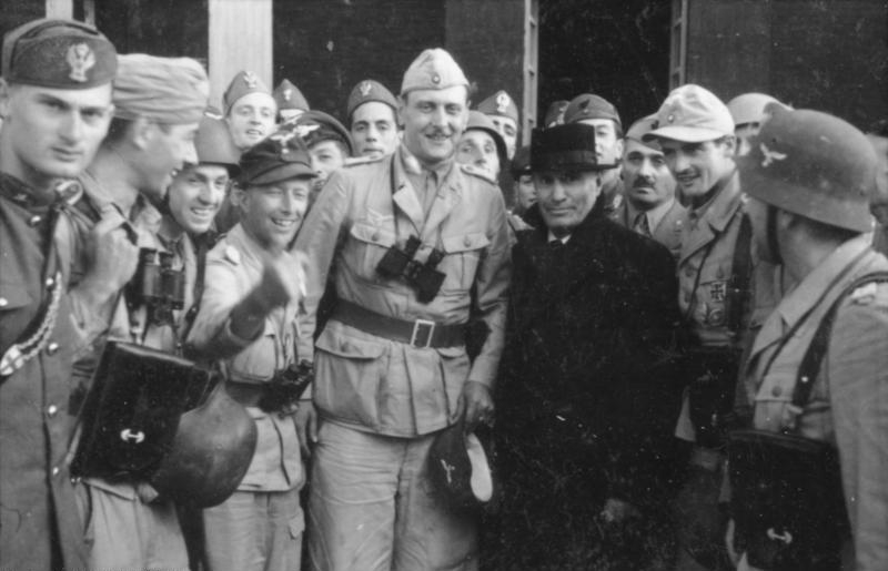 Otto Skorzeny with a liberated Mussolini