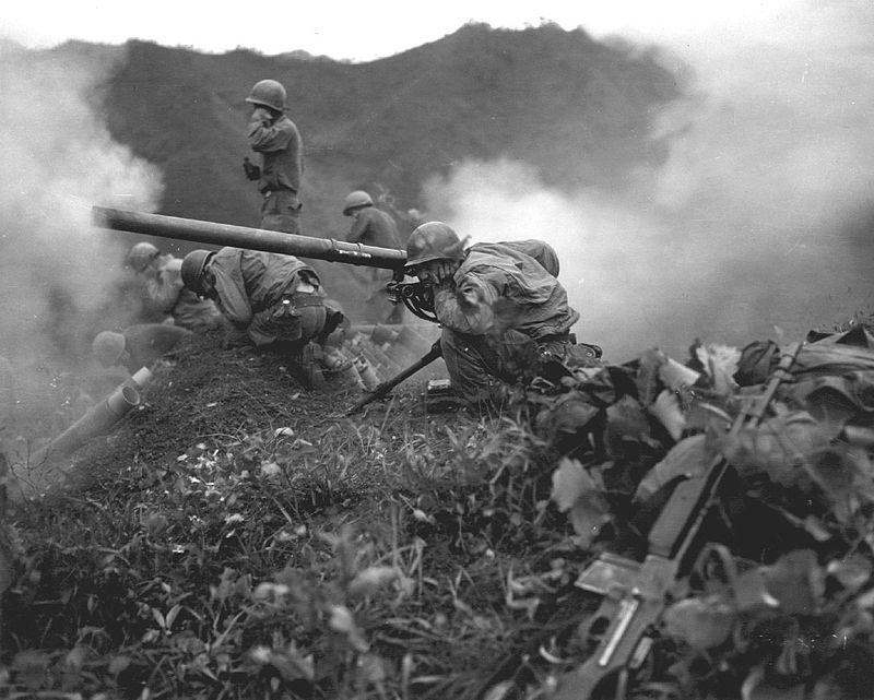 U.S. troops firing an M-20 75mm Recoilless Rifle in Korea