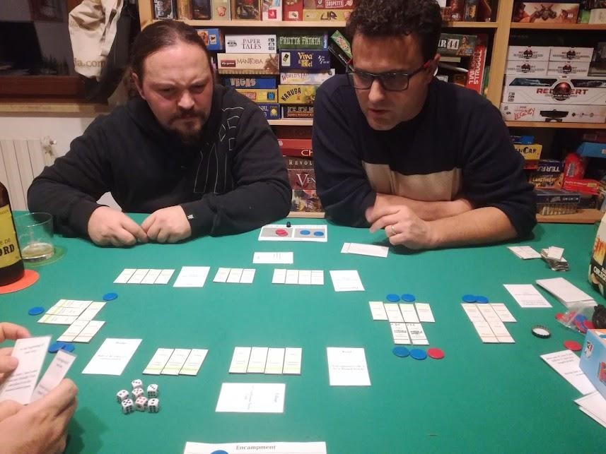 A photo of an early prototype version of Battalion: War of the Ancients being playtested