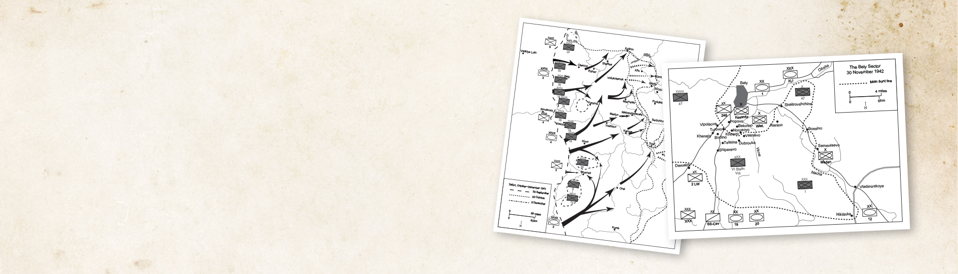 Image shows two maps from a Prit Buttar book. 